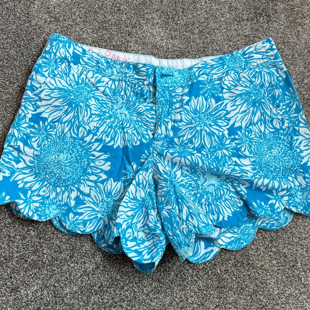 Lilly Pulitzer Blue Floral Women's Buttercup Shorts size 10